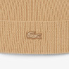 Bonnet laine revers côtelé LACOSTE beige