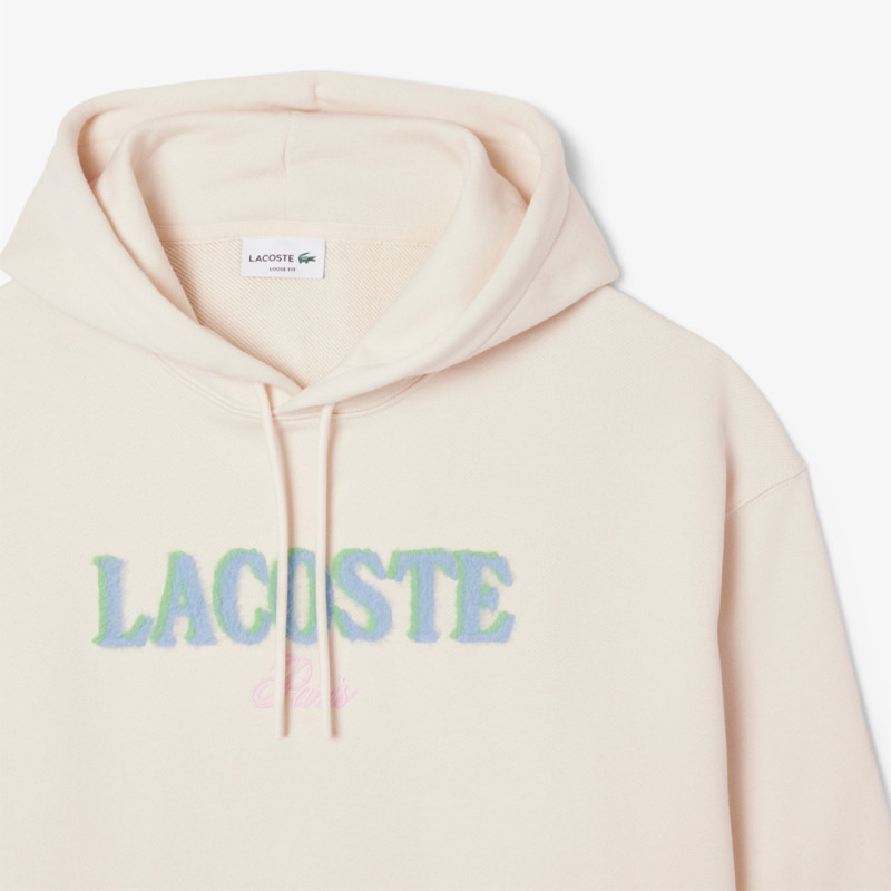 Sweatshirt à capuche loose fit brodé LACOSTE blanc