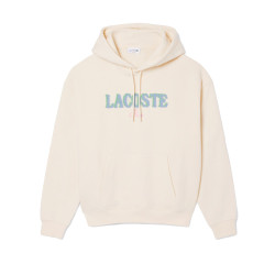 Sweatshirt à capuche loose fit brodé LACOSTE blanc
