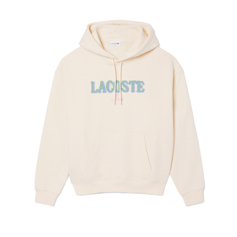 Sweatshirt à capuche loose fit brodé LACOSTE blanc