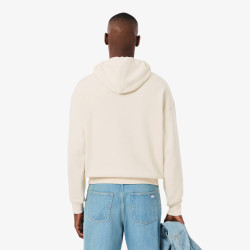 Sweatshirt à capuche loose fit brodé LACOSTE blanc