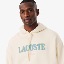 Sweatshirt à capuche loose fit brodé LACOSTE blanc