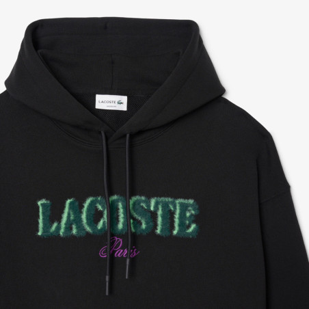 Sweatshirt à capuche loose fit brodé LACOSTE noir