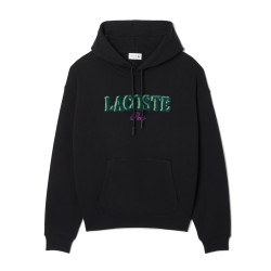 Sweatshirt à capuche loose fit brodé LACOSTE noir