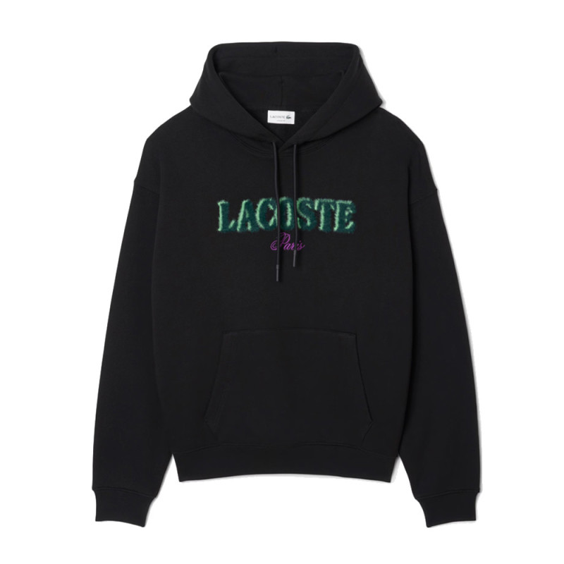 Sweatshirt à capuche loose fit brodé LACOSTE noir