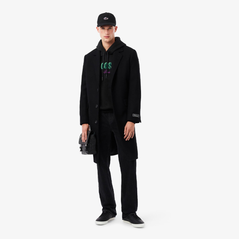 Sweatshirt à capuche loose fit brodé LACOSTE noir