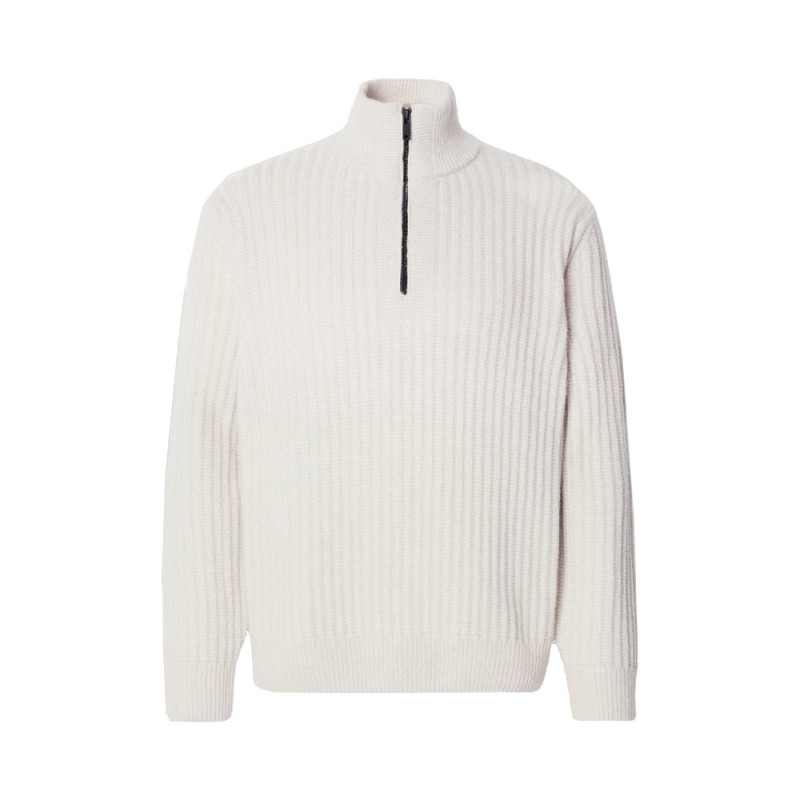 Pull en maille cotelée avec demi zip Kwinter BOSS beige