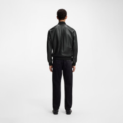 Veste en cuir avec poche sur une manche Jakri BOSS noire