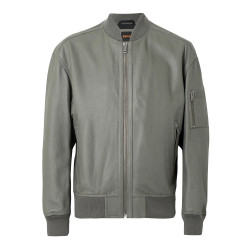 Veste en cuir avec poche sur une manche Jakri BOSS grise