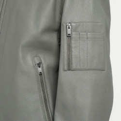 Veste en cuir avec poche sur une manche Jakri BOSS grise