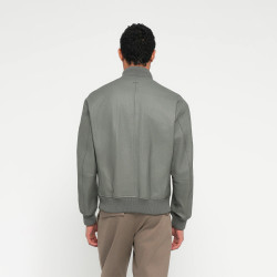 Veste en cuir avec poche sur une manche Jakri BOSS grise