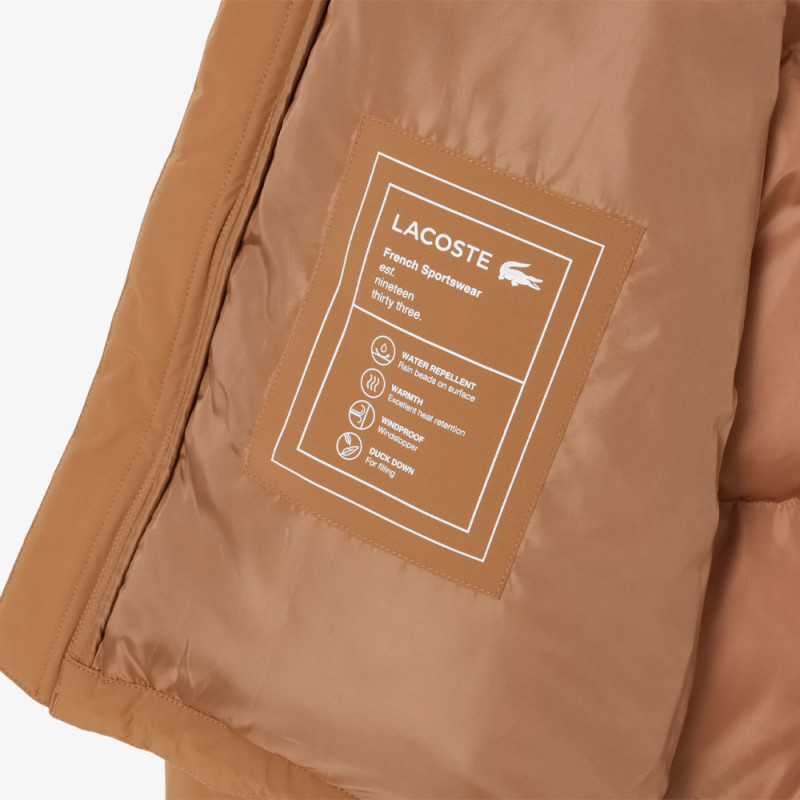 Doudoune à capuche déperlante LACOSTE marron