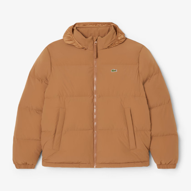Doudoune à capuche déperlante LACOSTE marron