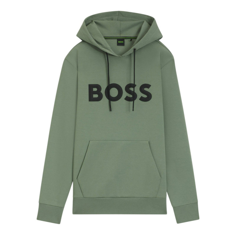 Sweat à capuche en coton mélangé avec logo moulé Soody Zone BOSS vert