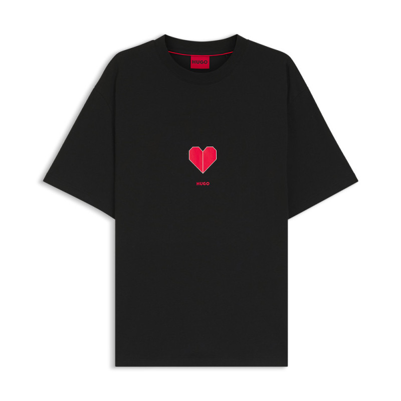 T-Shirt avec motif coeur origami Dalentin HUGO noir