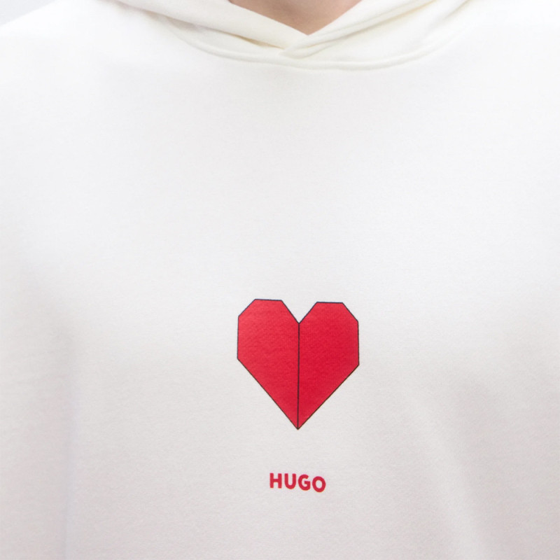 Sweat à capuche avec motif coeur origami Dalentinos HUGO blanc