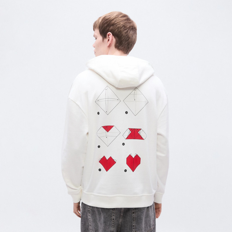Sweat à capuche avec motif coeur origami Dalentinos HUGO blanc