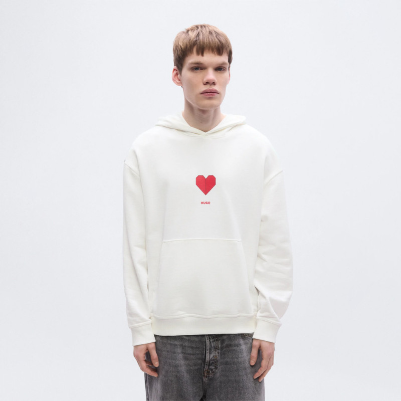 Sweat à capuche avec motif coeur origami Dalentinos HUGO blanc