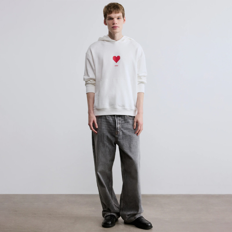 Sweat à capuche avec motif coeur origami Dalentinos HUGO blanc