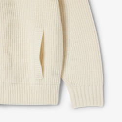 Pull zippé col montant laine cardée LACOSTE blanc cassé