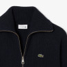 Pull zippé col montant laine cardée LACOSTE bleu nuit