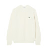 Pull en laine cardée épaisse col rond LACOSTE blanc cassé