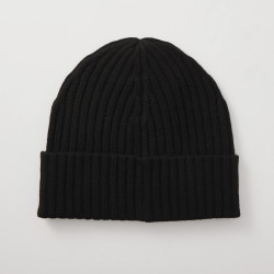 BONNET NOIR EN LAINE AVEC LOGO BRODÉ HUGO XILLA