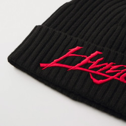 BONNET NOIR EN LAINE AVEC LOGO BRODÉ HUGO XILLA Chez DM'Sports