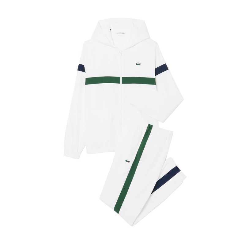 Ensemble survêtement Sport color-block LACOSTE blanc et vert