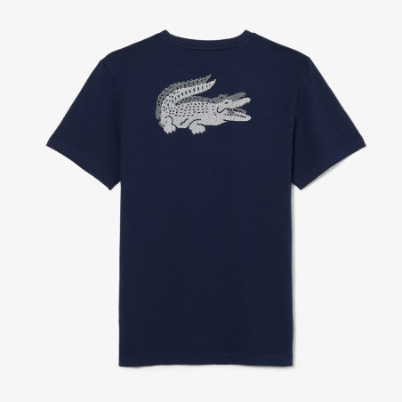 T-shirt Sport Ultra Dry crocodile graphique LACOSTE bleu marine et blanc