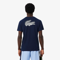 T-shirt Sport Ultra Dry crocodile graphique LACOSTE bleu marine et blanc