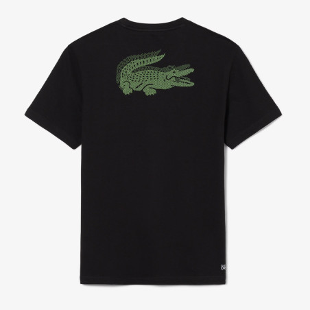 T-shirt Sport Ultra Dry crocodile graphique LACOSTE noir et vert