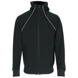 Sweat à capuche zippé en coton mélangé à détails passepoilés SW_Join_Saggy BOSS noir