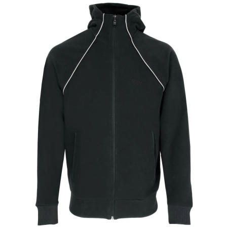 Sweat à capuche zippé en coton mélangé à détails passepoilés SW_Join_Saggy BOSS noir
