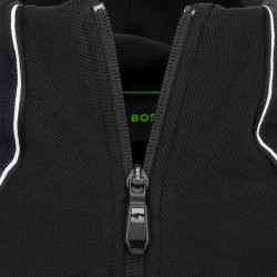 Sweat à capuche zippé en coton mélangé à détails passepoilés SW_Join_Saggy BOSS noir