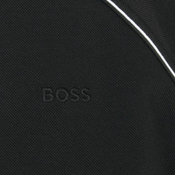 Sweat à capuche zippé en coton mélangé à détails passepoilés SW_Join_Saggy BOSS noir