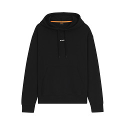 Sweat à capuche en molleton de coton avec logo contrastant WeSmallHood BOSS noir