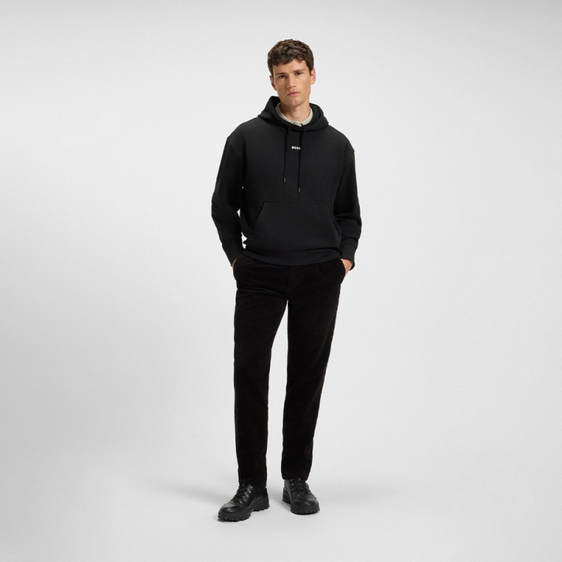 Sweat à capuche en molleton de coton avec logo contrastant WeSmallHood BOSS noir