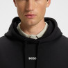 Sweat à capuche en molleton de coton avec logo contrastant WeSmallHood BOSS noir