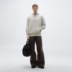 Sweat à capuche en molleton de coton avec logo contrastant WeSmallHood BOSS gris clair