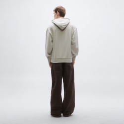 Sweat à capuche en molleton de coton avec logo contrastant WeSmallHood BOSS gris clair