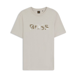 T-shirt en jersey de coton avec logo imprimé Te_Insignia BOSS gris clair