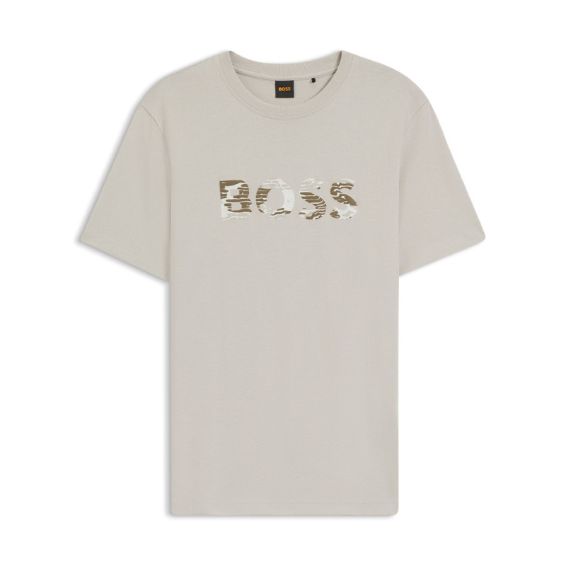 T-shirt en jersey de coton avec logo imprimé Te_Insignia BOSS gris clair