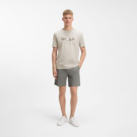 T-shirt en jersey de coton avec logo imprimé Te_Insignia BOSS gris clair