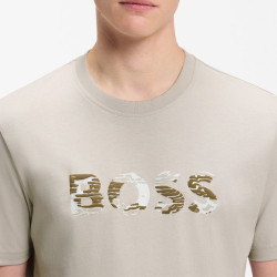 T-shirt en jersey de coton avec logo imprimé Te_Insignia BOSS gris clair