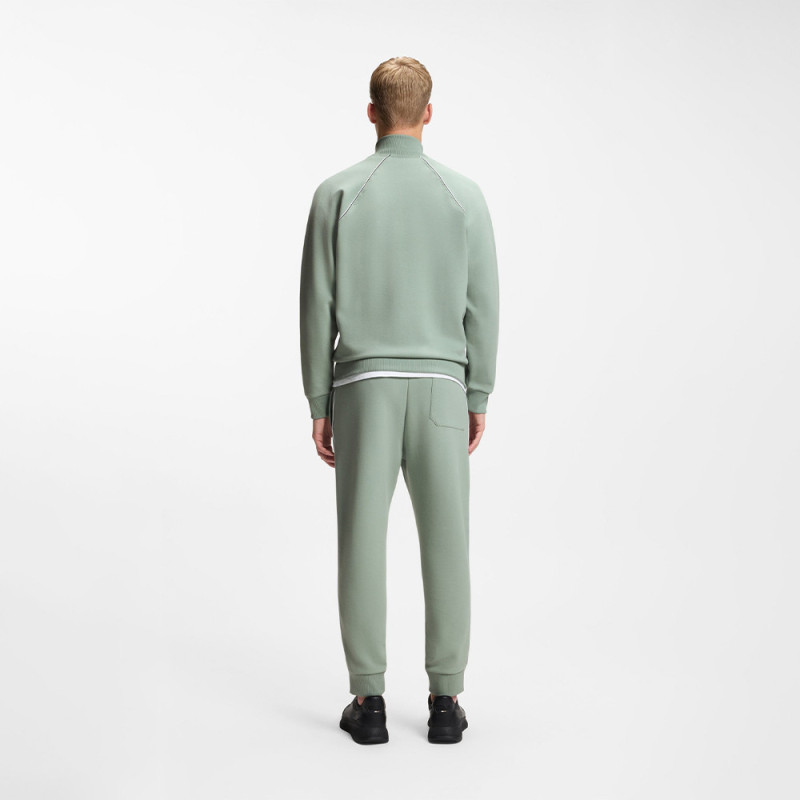 Sweat en coton mélangé à passepoils contrastants SW_Join Skaz BOSS vert