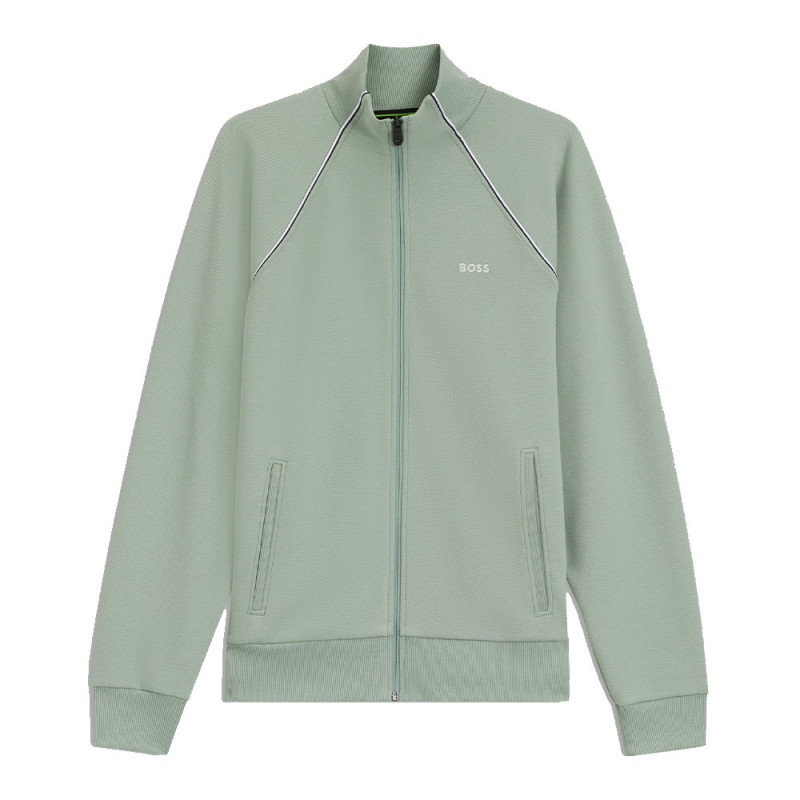 Sweat en coton mélangé à passepoils contrastants SW_Join Skaz BOSS vert