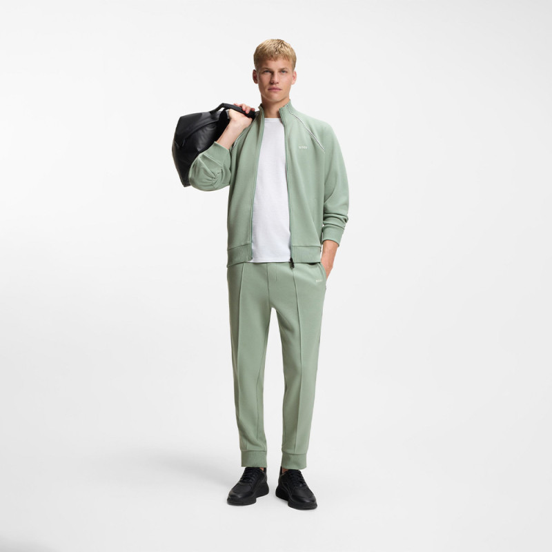 Sweat en coton mélangé à passepoils contrastants SW_Join Skaz BOSS vert