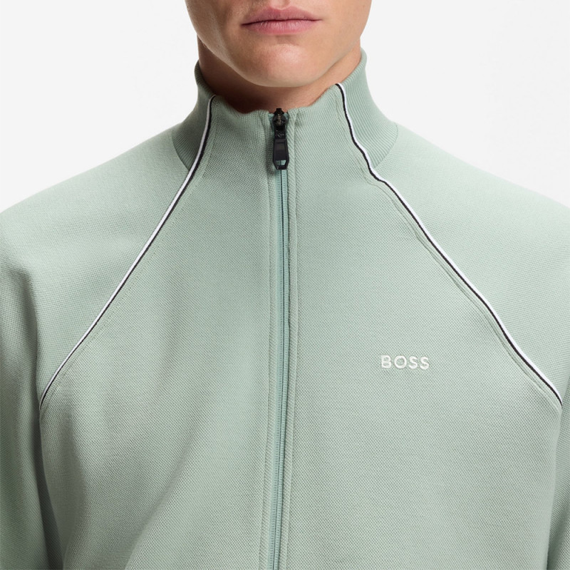 Sweat en coton mélangé à passepoils contrastants SW_Join Skaz BOSS vert