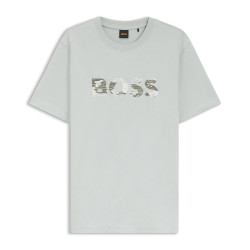 T-shirt en jersey de coton avec logo imprimé Te_Insignia BOSS vert clair